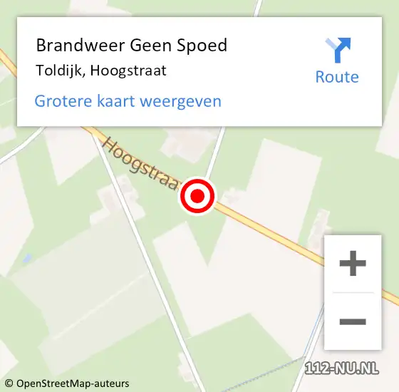Locatie op kaart van de 112 melding: Brandweer Geen Spoed Naar Toldijk, Hoogstraat op 21 december 2020 12:47