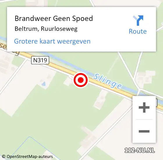 Locatie op kaart van de 112 melding: Brandweer Geen Spoed Naar Beltrum, Ruurloseweg op 21 december 2020 12:48