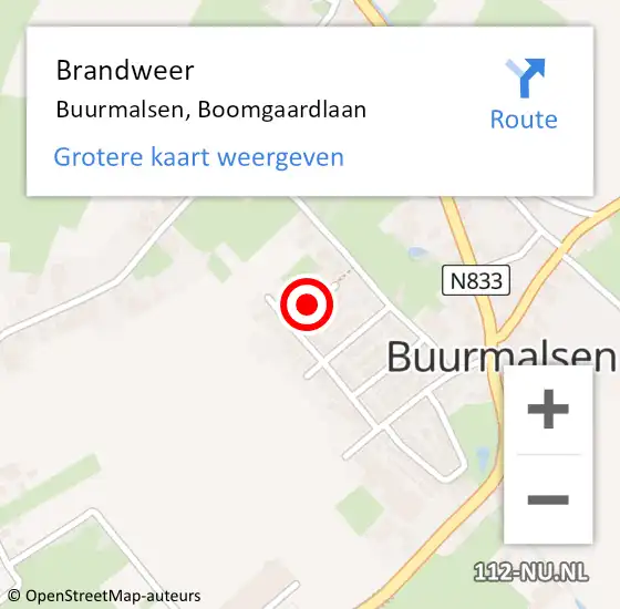 Locatie op kaart van de 112 melding: Brandweer Buurmalsen, Boomgaardlaan op 21 december 2020 12:50