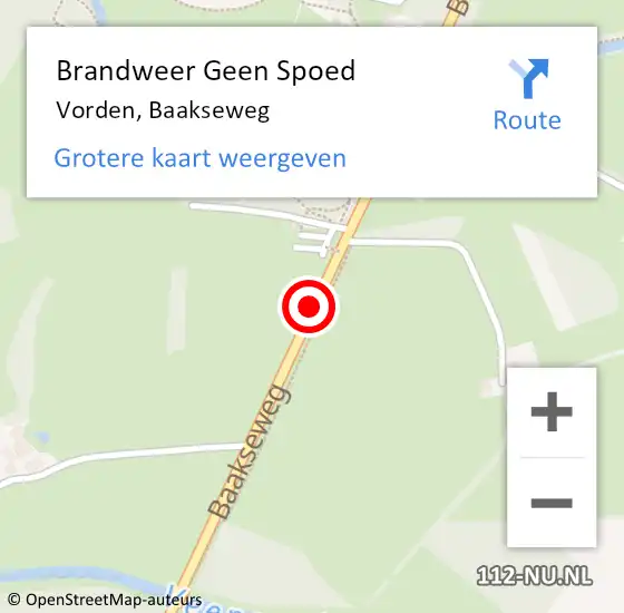 Locatie op kaart van de 112 melding: Brandweer Geen Spoed Naar Vorden, Baakseweg op 21 december 2020 12:51