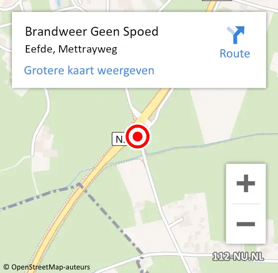 Locatie op kaart van de 112 melding: Brandweer Geen Spoed Naar Eefde, Mettrayweg op 21 december 2020 12:54