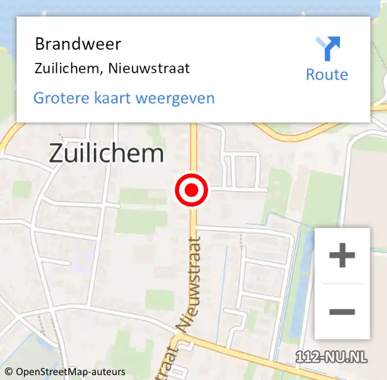 Locatie op kaart van de 112 melding: Brandweer Zuilichem, Nieuwstraat op 21 december 2020 12:55