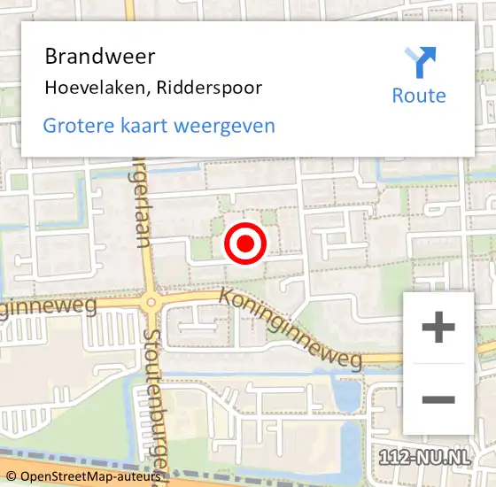 Locatie op kaart van de 112 melding: Brandweer Hoevelaken, Ridderspoor op 21 december 2020 13:00