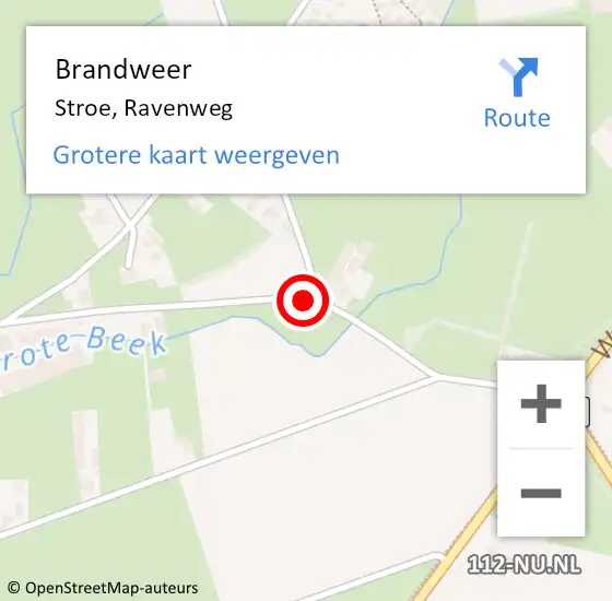 Locatie op kaart van de 112 melding: Brandweer Stroe, Ravenweg op 21 december 2020 13:00