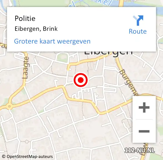 Locatie op kaart van de 112 melding: Politie Eibergen, Brink op 21 december 2020 13:09