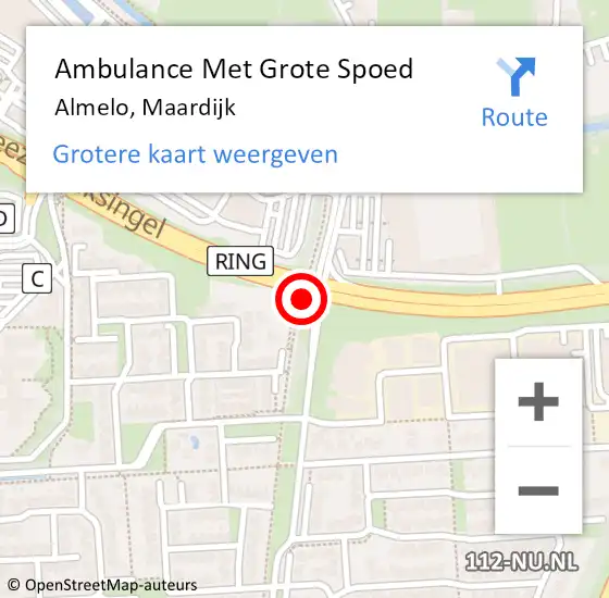 Locatie op kaart van de 112 melding: Ambulance Met Grote Spoed Naar Almelo, Maardijk op 21 december 2020 14:19