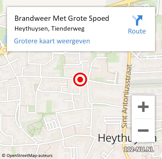 Locatie op kaart van de 112 melding: Brandweer Met Grote Spoed Naar Heythuysen, Tienderweg op 21 december 2020 16:36