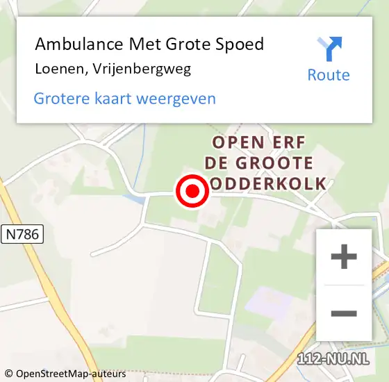 Locatie op kaart van de 112 melding: Ambulance Met Grote Spoed Naar Loenen, Vrijenbergweg op 21 december 2020 16:40