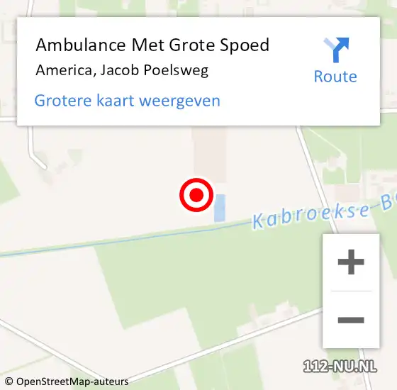 Locatie op kaart van de 112 melding: Ambulance Met Grote Spoed Naar America, Jacob Poelsweg op 28 mei 2014 08:24