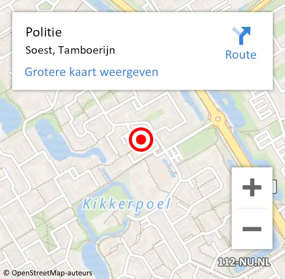 Locatie op kaart van de 112 melding: Politie Soest, Tamboerijn op 21 december 2020 16:54