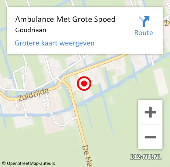 Locatie op kaart van de 112 melding: Ambulance Met Grote Spoed Naar Goudriaan op 21 december 2020 17:32