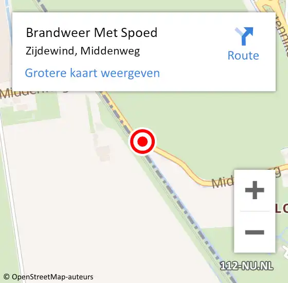 Locatie op kaart van de 112 melding: Brandweer Met Spoed Naar Zijdewind, Middenweg op 21 december 2020 17:52