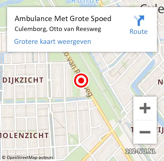 Locatie op kaart van de 112 melding: Ambulance Met Grote Spoed Naar Culemborg, Otto van Reesweg op 21 december 2020 18:43