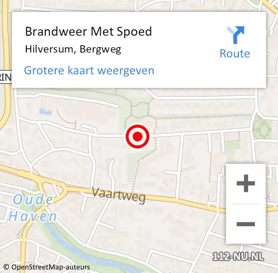 Locatie op kaart van de 112 melding: Brandweer Met Spoed Naar Hilversum, Bergweg op 21 december 2020 18:44