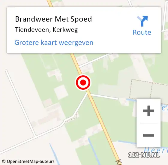 Locatie op kaart van de 112 melding: Brandweer Met Spoed Naar Tiendeveen, Kerkweg op 21 december 2020 18:52