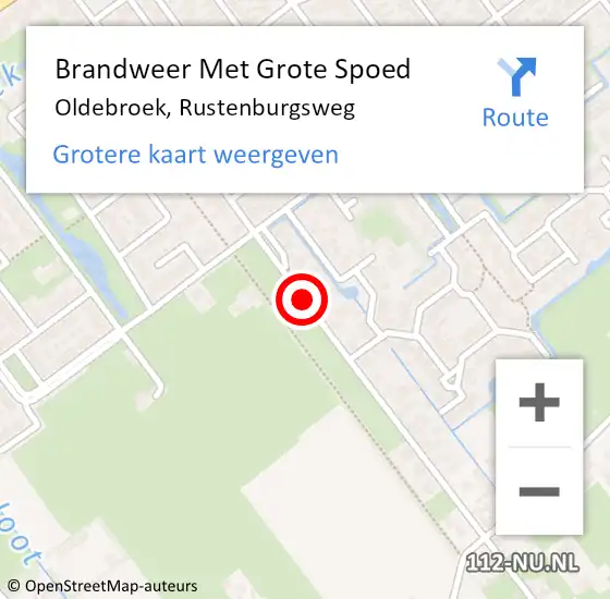 Locatie op kaart van de 112 melding: Brandweer Met Grote Spoed Naar Oldebroek, Rustenburgsweg op 21 december 2020 19:05