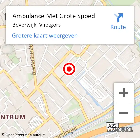Locatie op kaart van de 112 melding: Ambulance Met Grote Spoed Naar Beverwijk, Vlietgors op 21 december 2020 19:41
