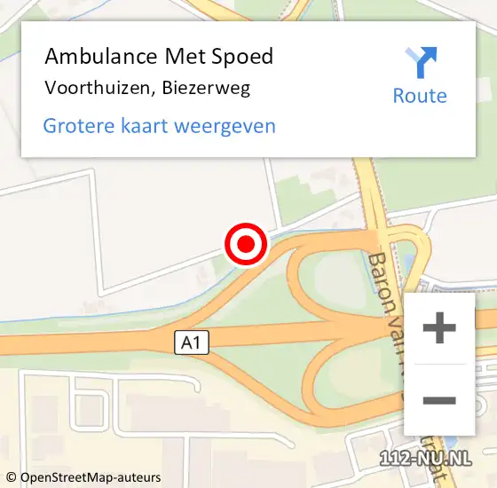 Locatie op kaart van de 112 melding: Ambulance Met Spoed Naar Voorthuizen, Biezerweg op 21 december 2020 20:58