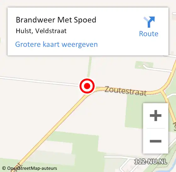 Locatie op kaart van de 112 melding: Brandweer Met Spoed Naar Hulst, Veldstraat op 21 december 2020 21:28