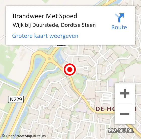 Locatie op kaart van de 112 melding: Brandweer Met Spoed Naar Wijk bij Duurstede, Dordtse Steen op 21 december 2020 21:31
