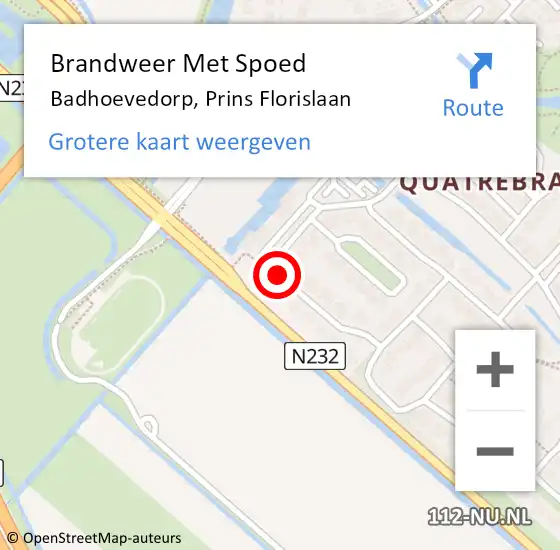 Locatie op kaart van de 112 melding: Brandweer Met Spoed Naar Badhoevedorp, Prins Florislaan op 21 december 2020 22:28