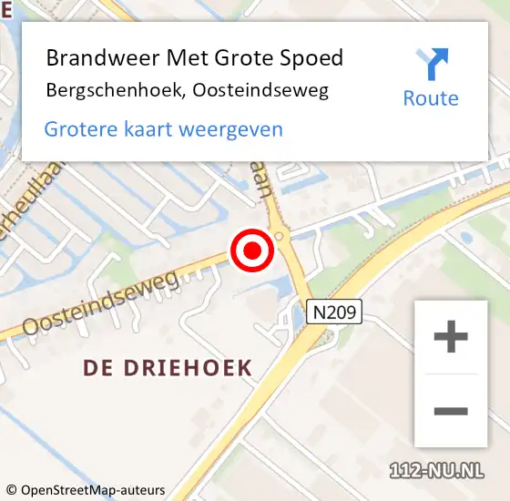 Locatie op kaart van de 112 melding: Brandweer Met Grote Spoed Naar Bergschenhoek, Oosteindseweg op 21 december 2020 23:59