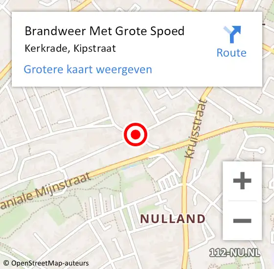 Locatie op kaart van de 112 melding: Brandweer Met Grote Spoed Naar Kerkrade, Kipstraat op 22 december 2020 00:00