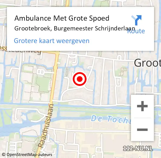 Locatie op kaart van de 112 melding: Ambulance Met Grote Spoed Naar Grootebroek, Burgemeester Schrijnderlaan op 22 december 2020 00:03