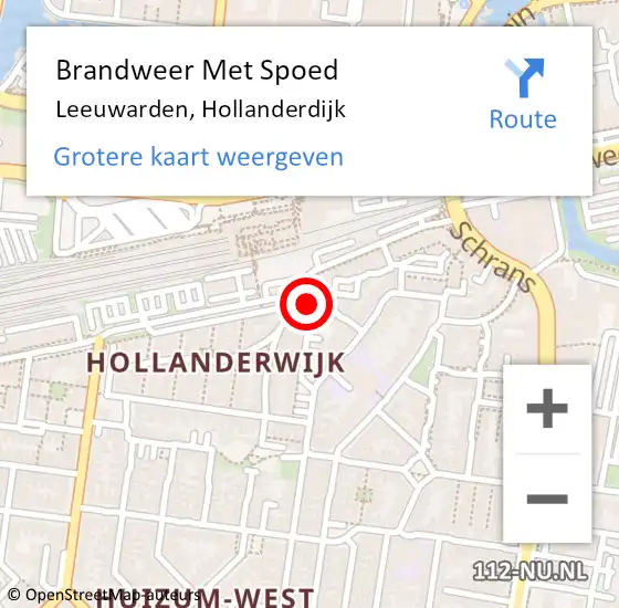 Locatie op kaart van de 112 melding: Brandweer Met Spoed Naar Leeuwarden, Hollanderdijk op 22 december 2020 01:03