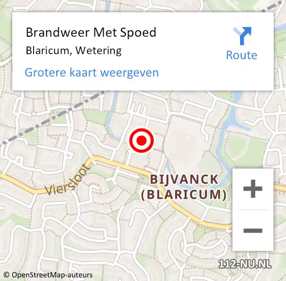 Locatie op kaart van de 112 melding: Brandweer Met Spoed Naar Blaricum, Wetering op 22 december 2020 04:09