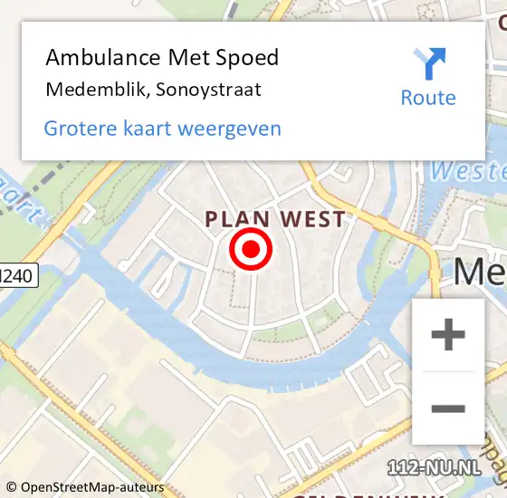 Locatie op kaart van de 112 melding: Ambulance Met Spoed Naar Medemblik, Sonoystraat op 22 december 2020 04:57