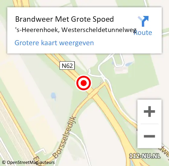 Locatie op kaart van de 112 melding: Brandweer Met Grote Spoed Naar 's-Heerenhoek, Westerscheldetunnelweg op 28 mei 2014 08:59