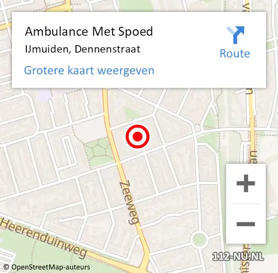 Locatie op kaart van de 112 melding: Ambulance Met Spoed Naar IJmuiden, Dennenstraat op 22 december 2020 07:08