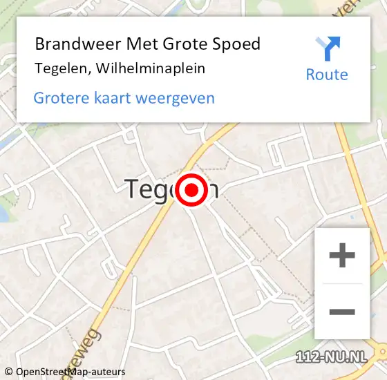 Locatie op kaart van de 112 melding: Brandweer Met Grote Spoed Naar Tegelen, Wilhelminaplein op 22 december 2020 09:05