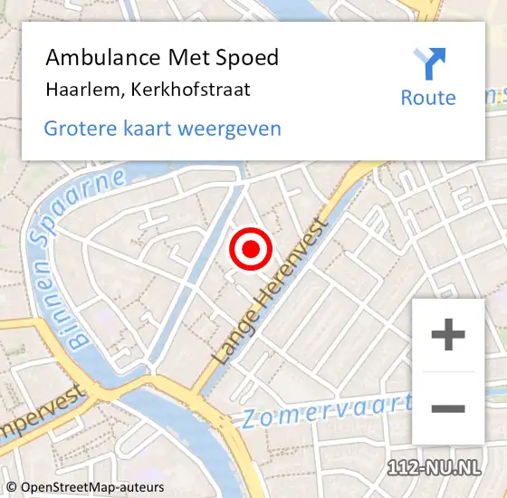 Locatie op kaart van de 112 melding: Ambulance Met Spoed Naar Haarlem, Kerkhofstraat op 22 december 2020 09:34