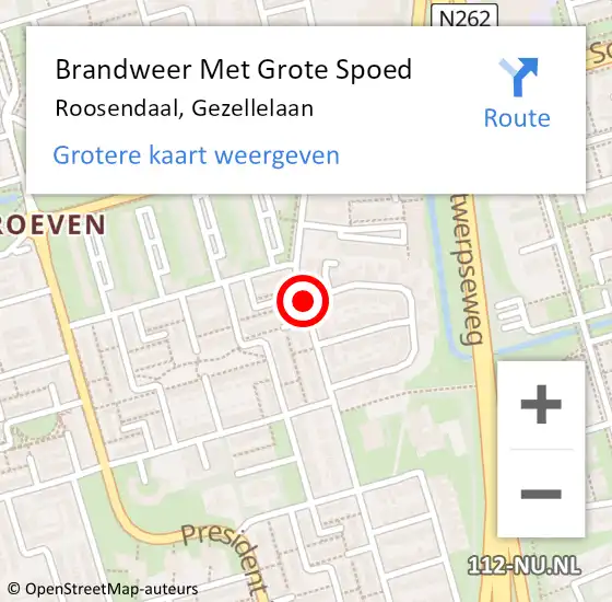 Locatie op kaart van de 112 melding: Brandweer Met Grote Spoed Naar Roosendaal, Gezellelaan op 22 december 2020 11:33