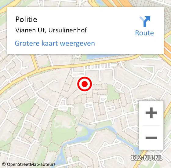 Locatie op kaart van de 112 melding: Politie Vianen Ut, Ursulinenhof op 22 december 2020 13:24