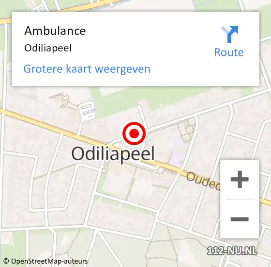 Locatie op kaart van de 112 melding: Ambulance Odiliapeel op 22 december 2020 13:27