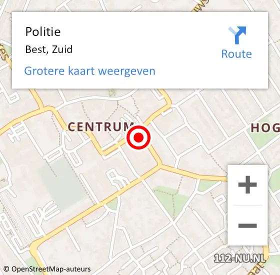 Locatie op kaart van de 112 melding: Politie Best, Zuid op 22 december 2020 13:31