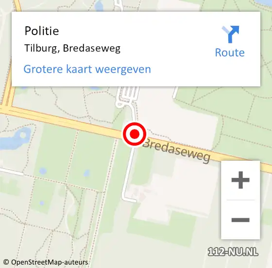 Locatie op kaart van de 112 melding: Politie Tilburg, Bredaseweg op 22 december 2020 14:12