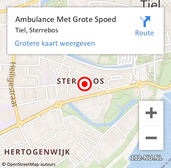 Locatie op kaart van de 112 melding: Ambulance Met Grote Spoed Naar Tiel, Sterrebos op 22 december 2020 14:18