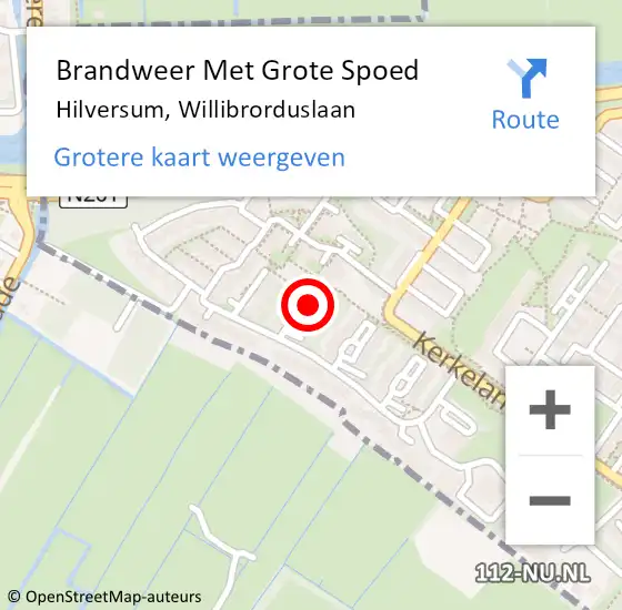 Locatie op kaart van de 112 melding: Brandweer Met Grote Spoed Naar Hilversum, Willibrorduslaan op 22 december 2020 14:24