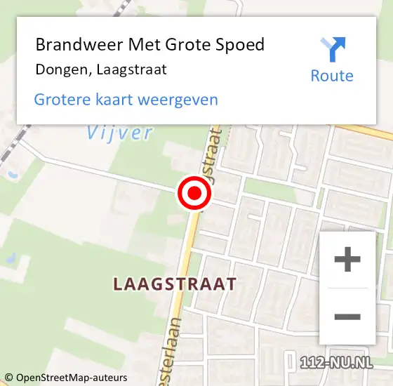 Locatie op kaart van de 112 melding: Brandweer Met Grote Spoed Naar Dongen, Laagstraat op 22 december 2020 14:45