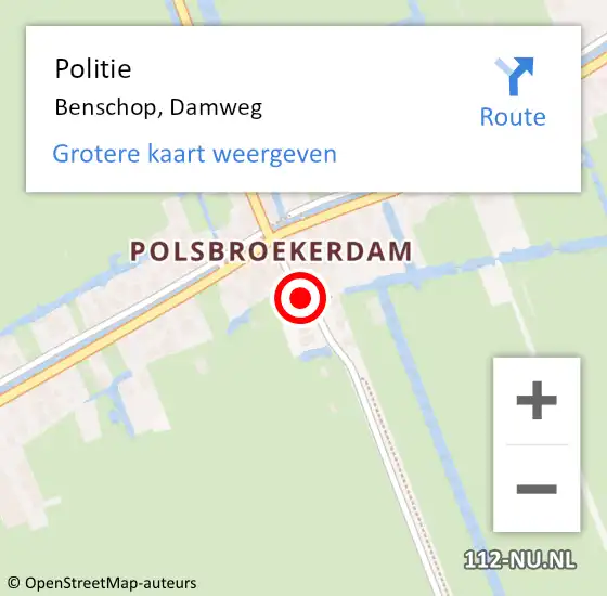 Locatie op kaart van de 112 melding: Politie Benschop, Damweg op 22 december 2020 15:18