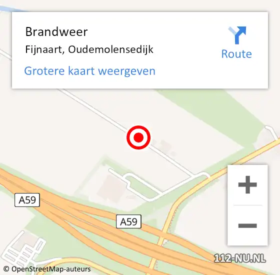 Locatie op kaart van de 112 melding: Brandweer Fijnaart, Oudemolensedijk op 22 december 2020 15:23