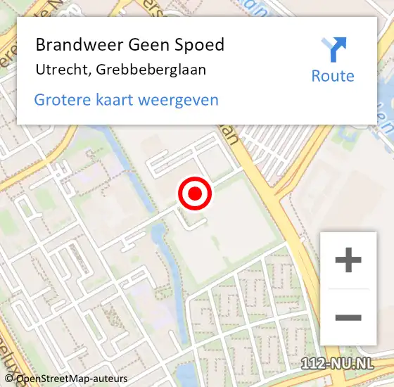 Locatie op kaart van de 112 melding: Brandweer Geen Spoed Naar Utrecht, Grebbeberglaan op 22 december 2020 17:01