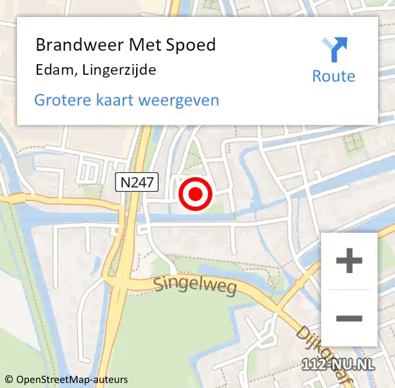 Locatie op kaart van de 112 melding: Brandweer Met Spoed Naar Edam, Lingerzijde op 22 december 2020 18:17