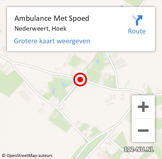 Locatie op kaart van de 112 melding: Ambulance Met Spoed Naar Nederweert, Hoek op 22 december 2020 18:59