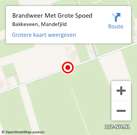 Locatie op kaart van de 112 melding: Brandweer Met Grote Spoed Naar Bakkeveen, Mandefjild op 22 december 2020 20:04
