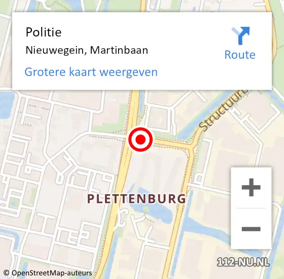 Locatie op kaart van de 112 melding: Politie Nieuwegein, Martinbaan op 22 december 2020 21:58